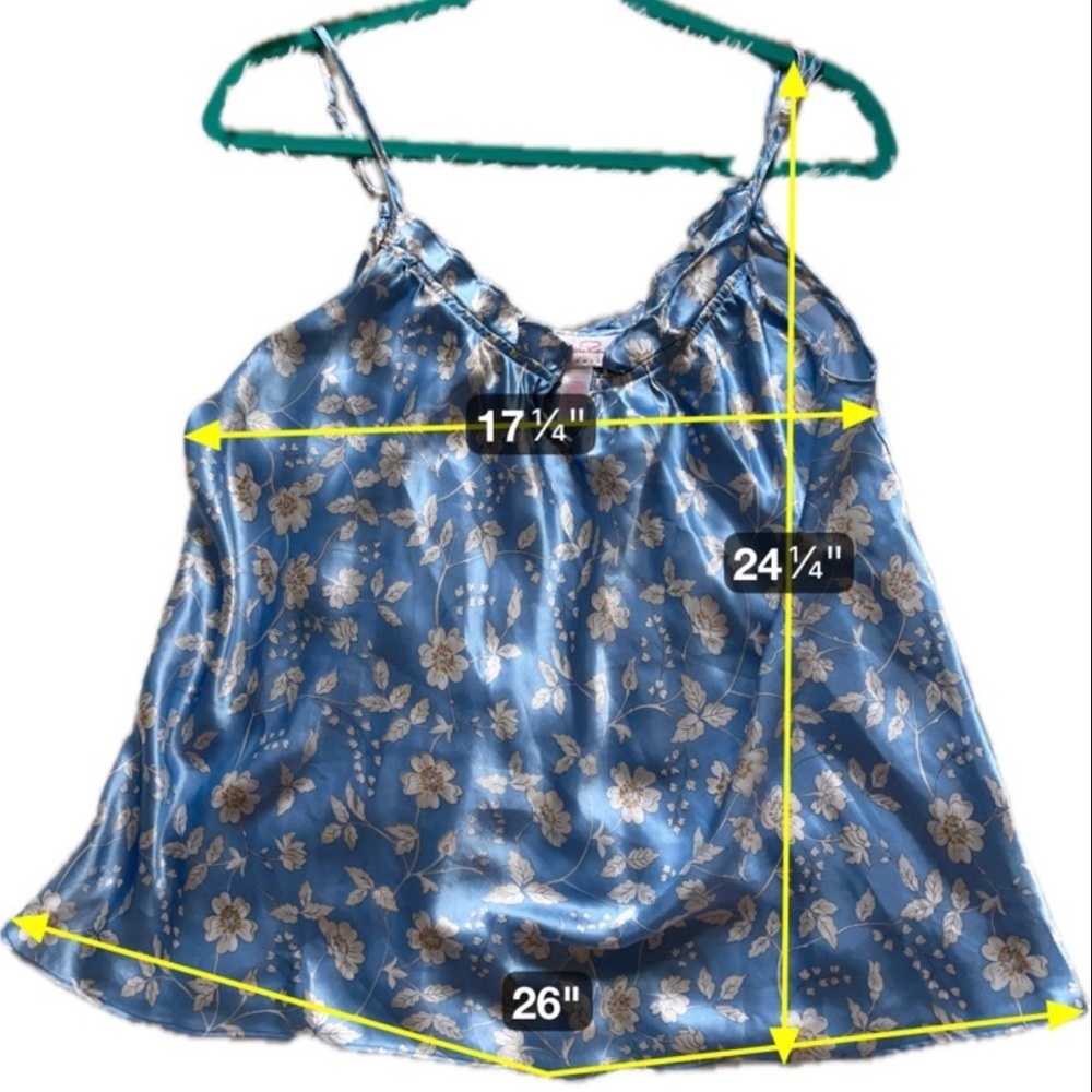 Blue Floral Camisole Top Sleeveless Spaghetti Strap Coquette Ethereal Medium - Picture 6 of 10